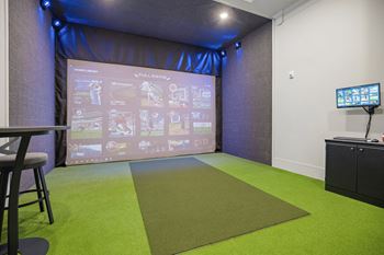 Golf simulator in game room